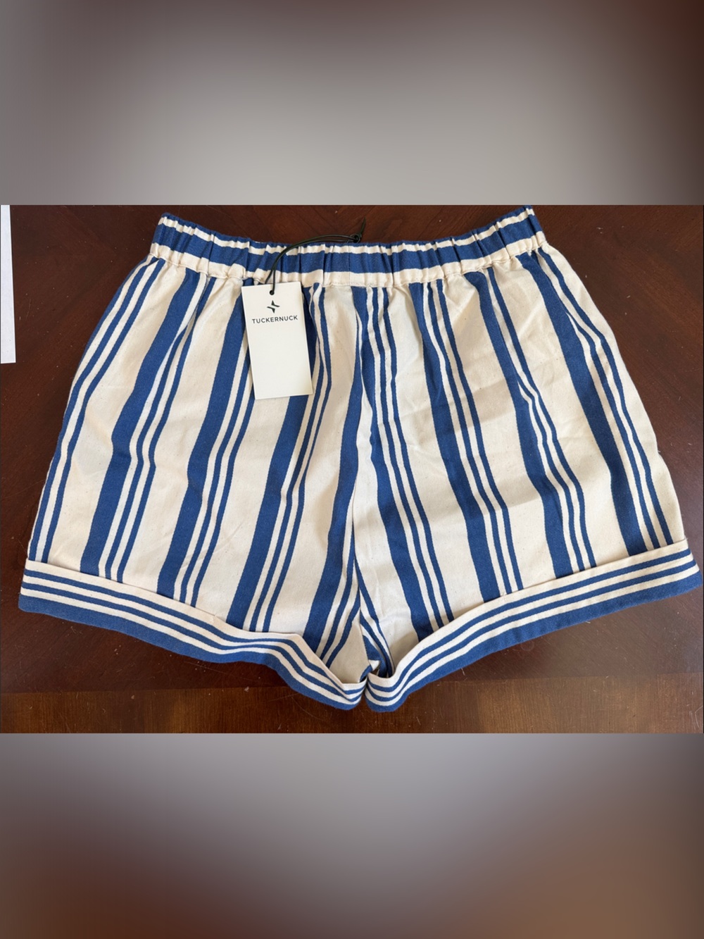 Tuckernuck Blue and White Striped Shorts